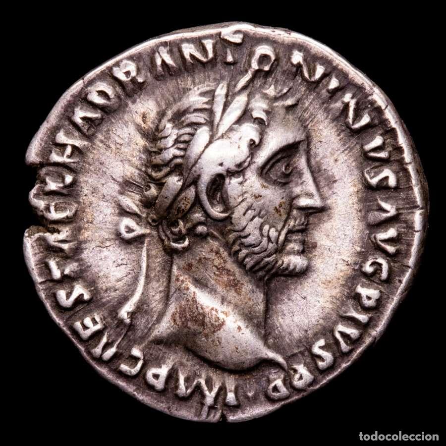 Monedas Imperio romano: Antonino Pio, Denario, Roma 151-152 dC TR POT XIIII COS IIII / PAX