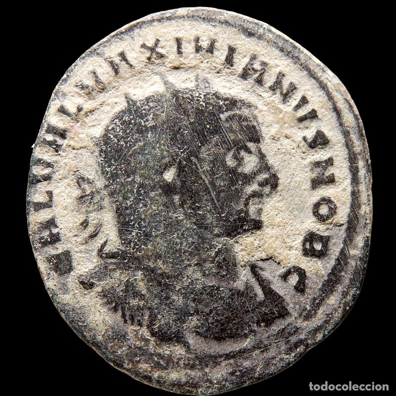 Monedas Imperio romano: Imperio Romano, Galerio C&eacute;sar, Follis radiado. VOT X FK. A33-M