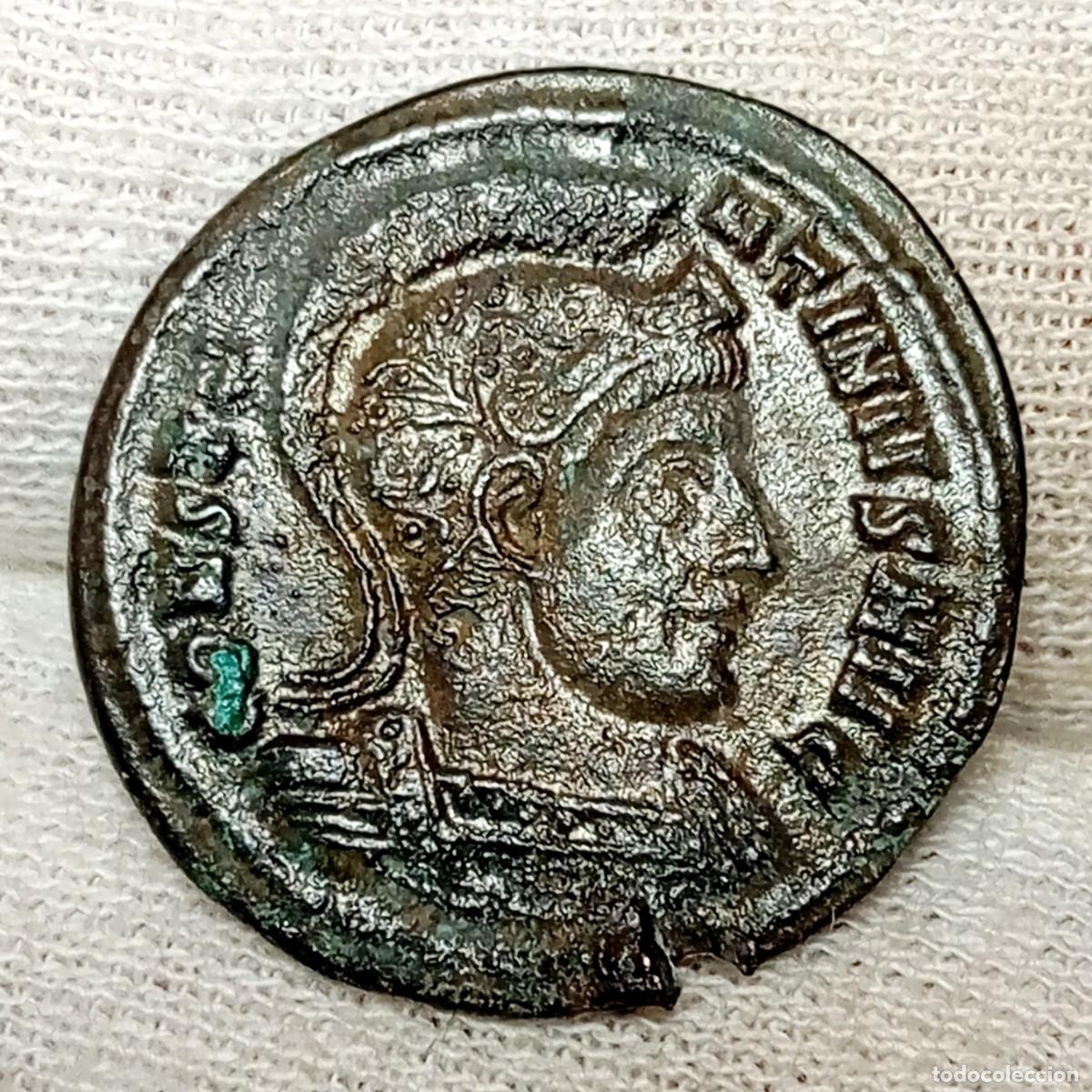 Monedas Imperio romano: ⚜️ BBG2 5. Follis reducido Centenional Constantino I, Romae Aeternae. Roma. 2,88 g