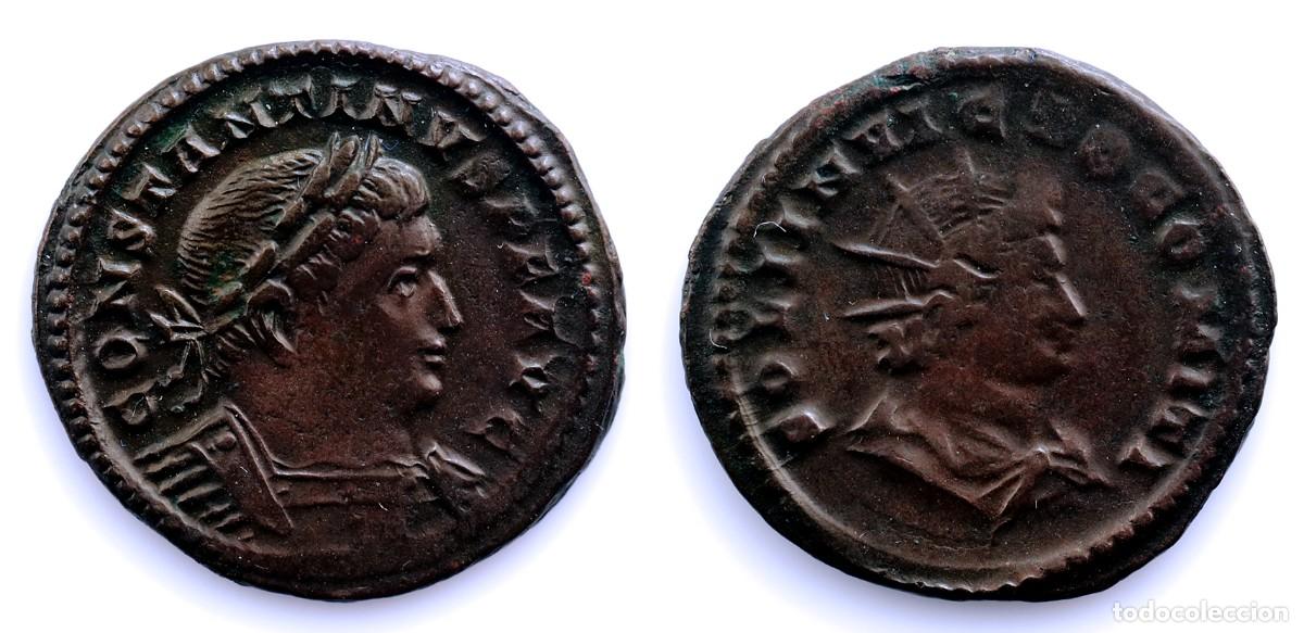 Monedas Imperio romano: SC-Roma. Constantino I el Grande. Follis. Treveri 310&ndash;313, Cobre 4,55g. Escasa