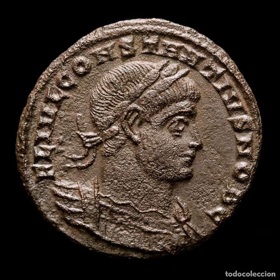 Monedas Imperio romano: Constancio II, Siscia, &AElig; 1/2 follis. GLORIA EXERCITVS / ASIS (4262)
