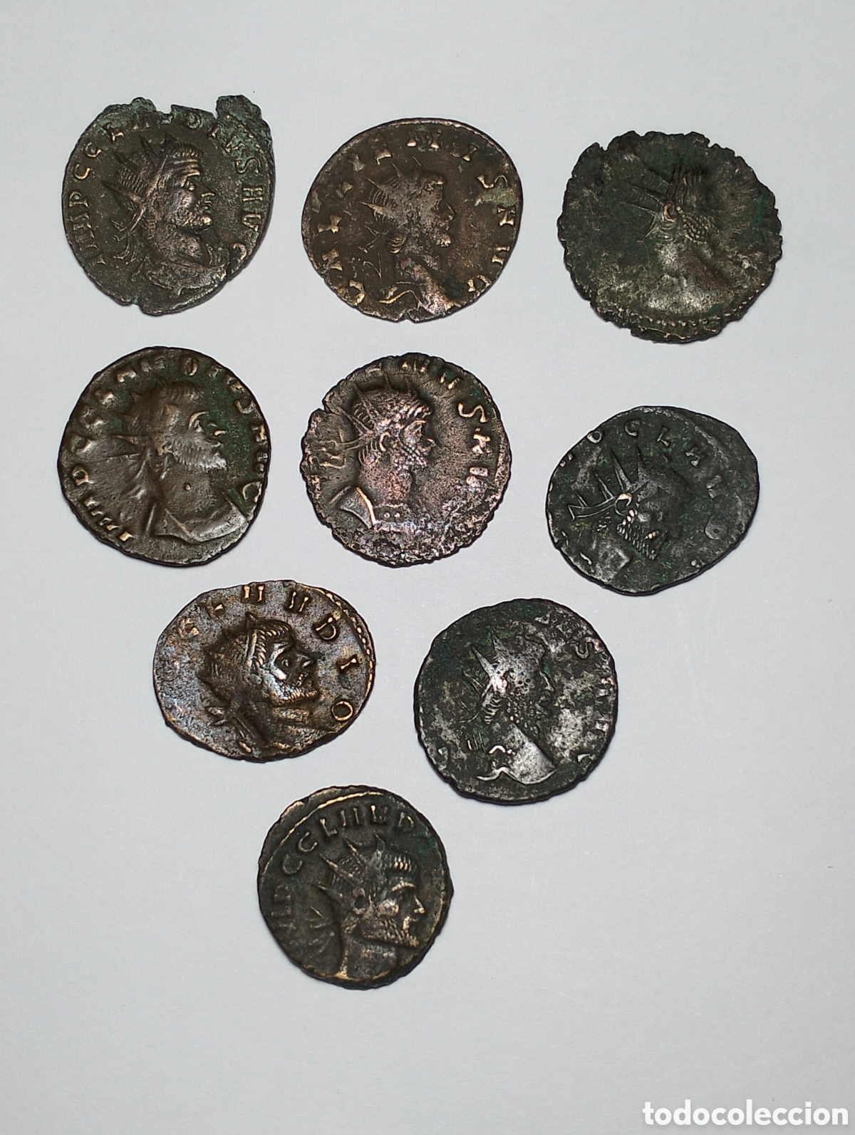 Moedas Imp&eacute;rio Romano: Imperio Romano. Lote 9 Monedas tipo Antoniniano Emperadores Claudio II y Galiano diferentes tipos