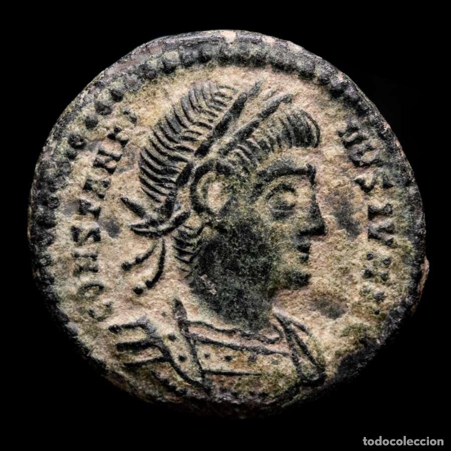 Monedas Imperio romano: Constantine II AE follis. Roma Palma R wreat S Palm. RIC VII 388. R5