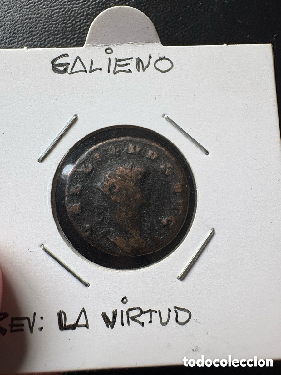 Roman Empire Coins: Moneda romana Galieno, La Virtud (A3)