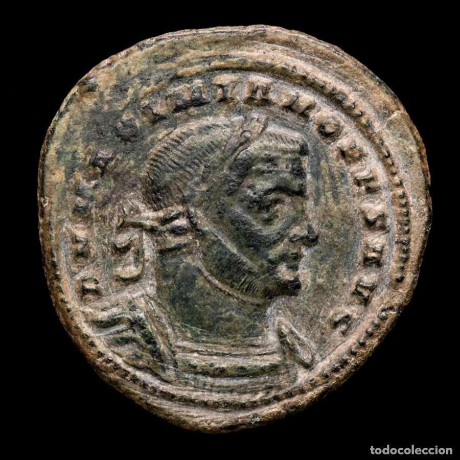 Monedas Imperio romano: Maximiano I, 305-307 d.C. Follis, GENIO POP ROM. PLN. Londinum, 307