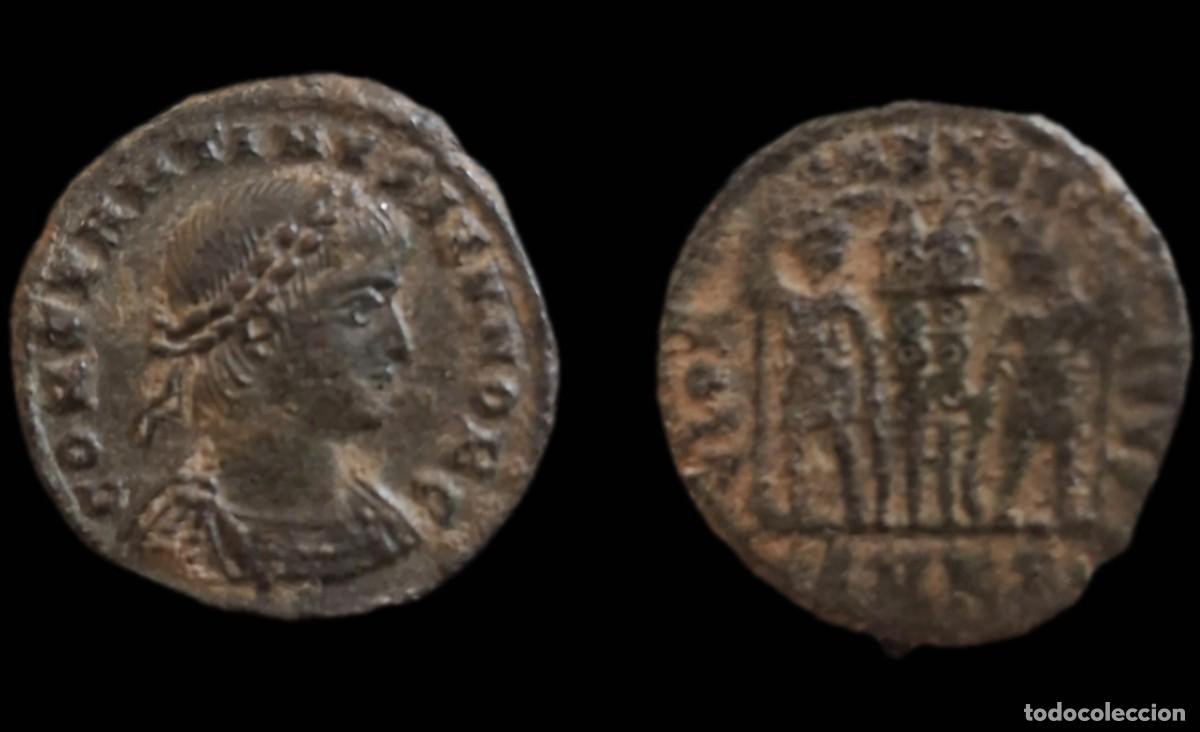 Monedas Imperio romano: Constantino II Cesar follis bronce 306-337 dC.GLORIA EXERCITVS