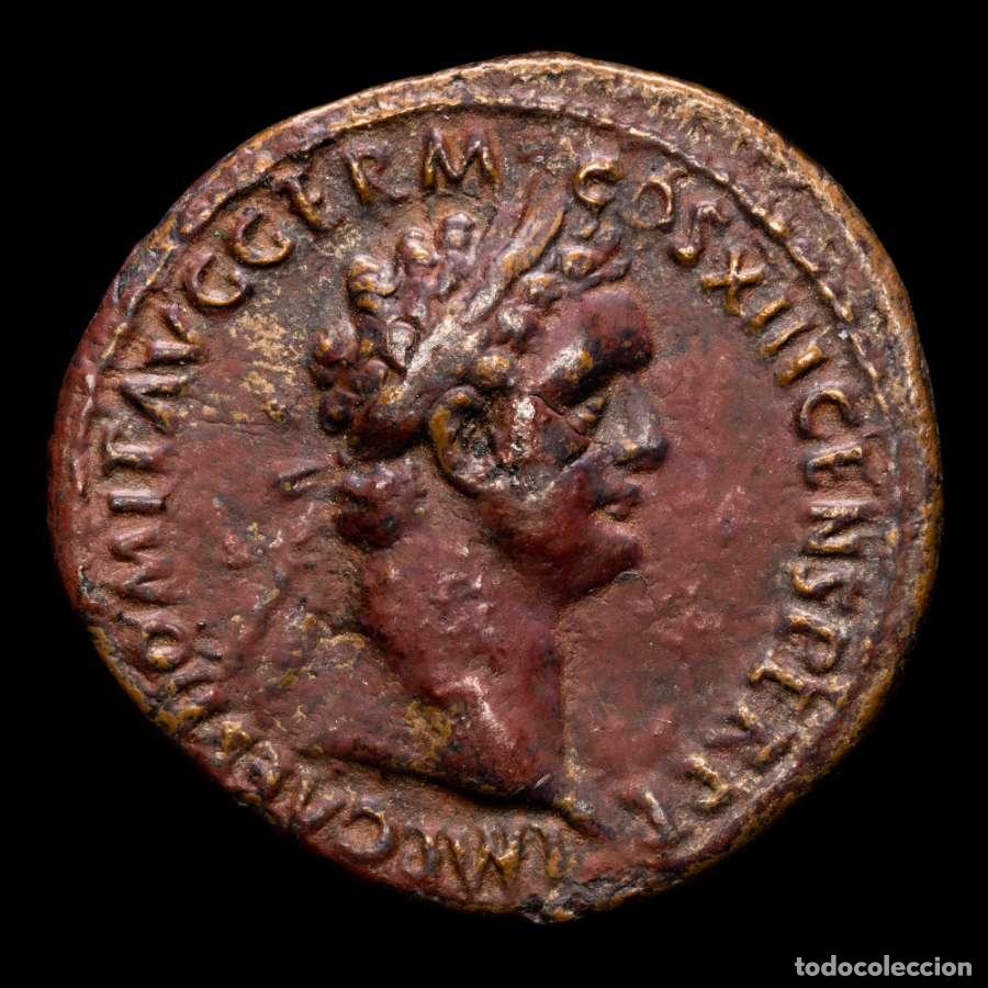 Monedas Imperio romano: Domiciano (81-96 dC) &AElig; As - Roma 87 dC. MONETA AVGVST S-C Equidad