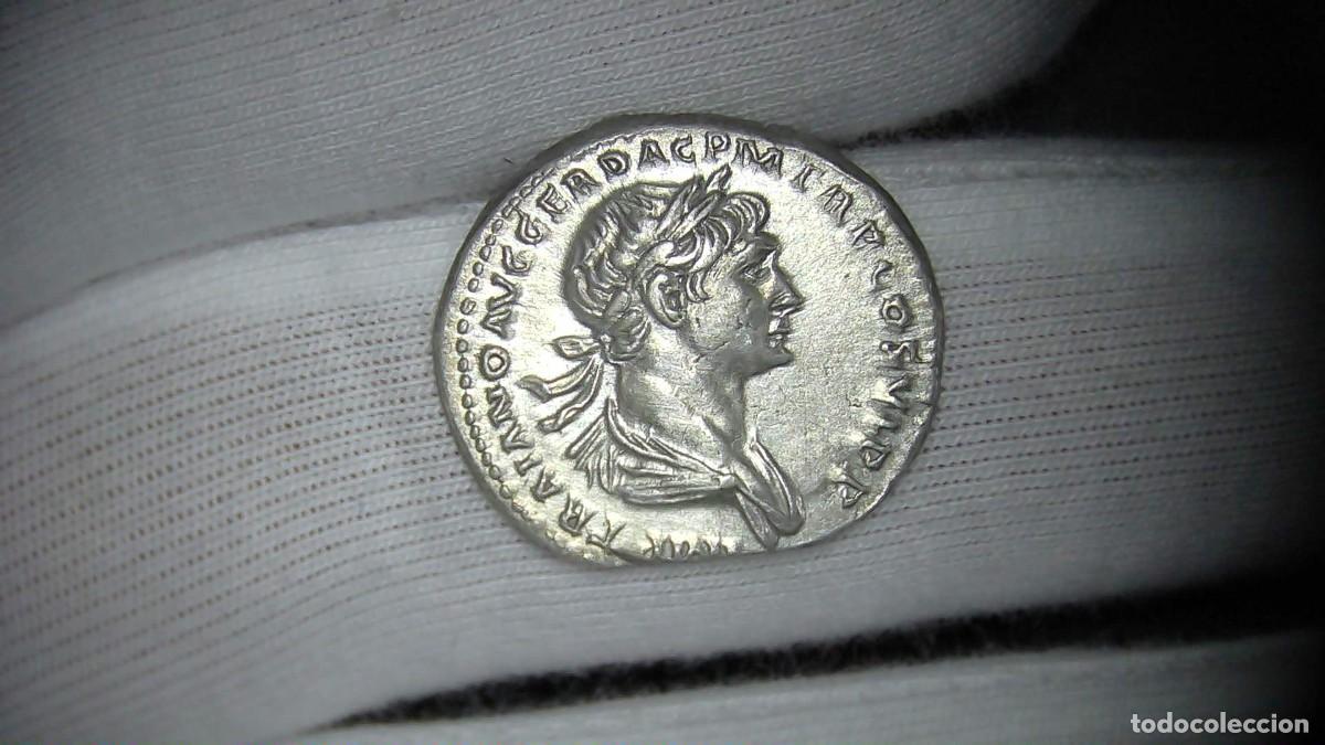 Monedas Imperio romano: Trajano Denario, ''S P Q R OPTIMO PRINCIPI'' EBC