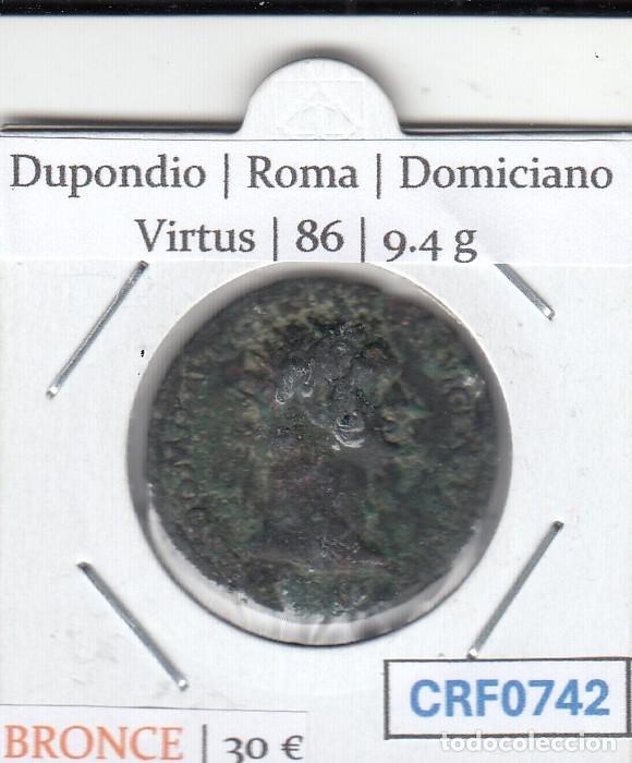 Monedas Imperio romano: CRF0742 MONEDA ROMANA DUPONDIO ROMA DOMICIANO VIRTUS 86