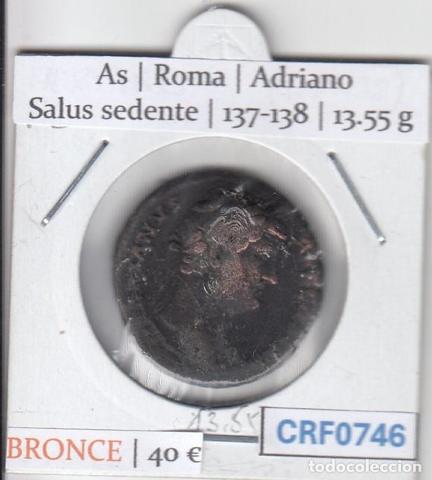 Monedas Imperio romano: CRF0746 MONEDA ROMANA AS ROMA ADRIANO SALUS SEDENTE 137-138
