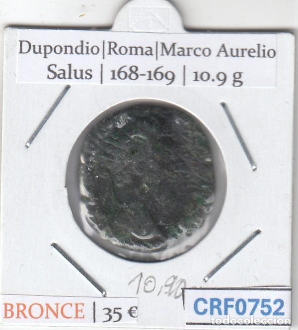 Monedas Imperio romano: CRF0752 MONEDA ROMANA DUPONDIO ROMA MARCO AURELIO SALUS 168-169