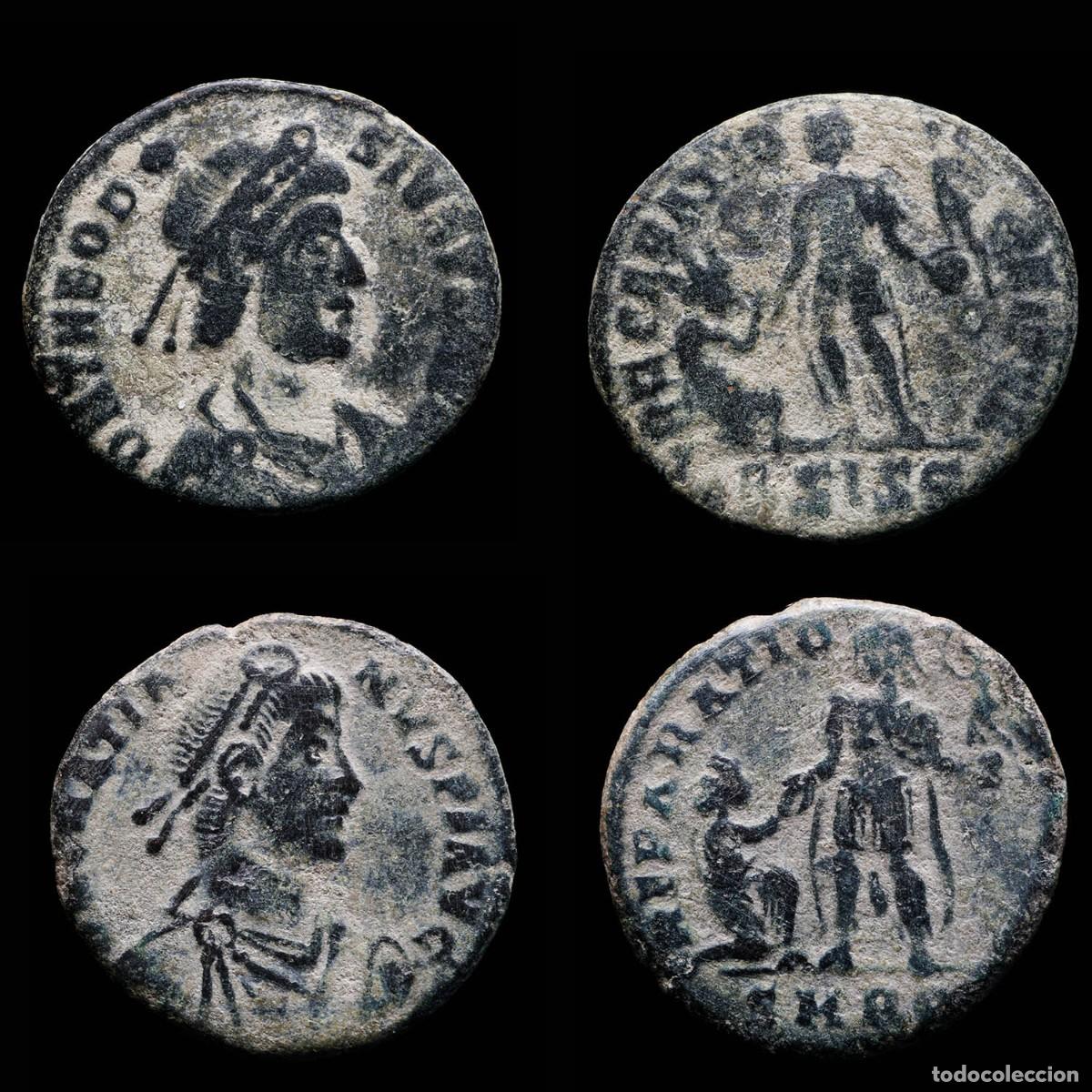 Monedas Imperio romano: Theodosius & Gratian - REPARATIO REIPVB, Siscia and Rome. 2 Coins Lot