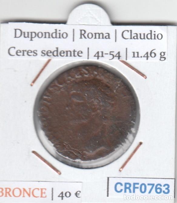 Monedas Imperio romano: CRF0763 MONEDA ROMANA DUPONDIO ROMA CLAUDIO CERES SEDENTE 41-54