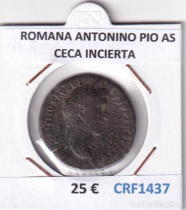 Monedas Imperio romano: CRF1437 MONEDA ROMANA ANTONINO PIO AS CECA INCIERTA
