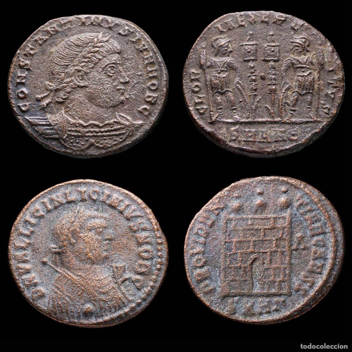Monedas Imperio romano: Constantine I & Licinius II - GLORIA EXERCITVS, Antiochia/PROVIDENTIAE CAESS, heraclea- 2 Coins Lot.