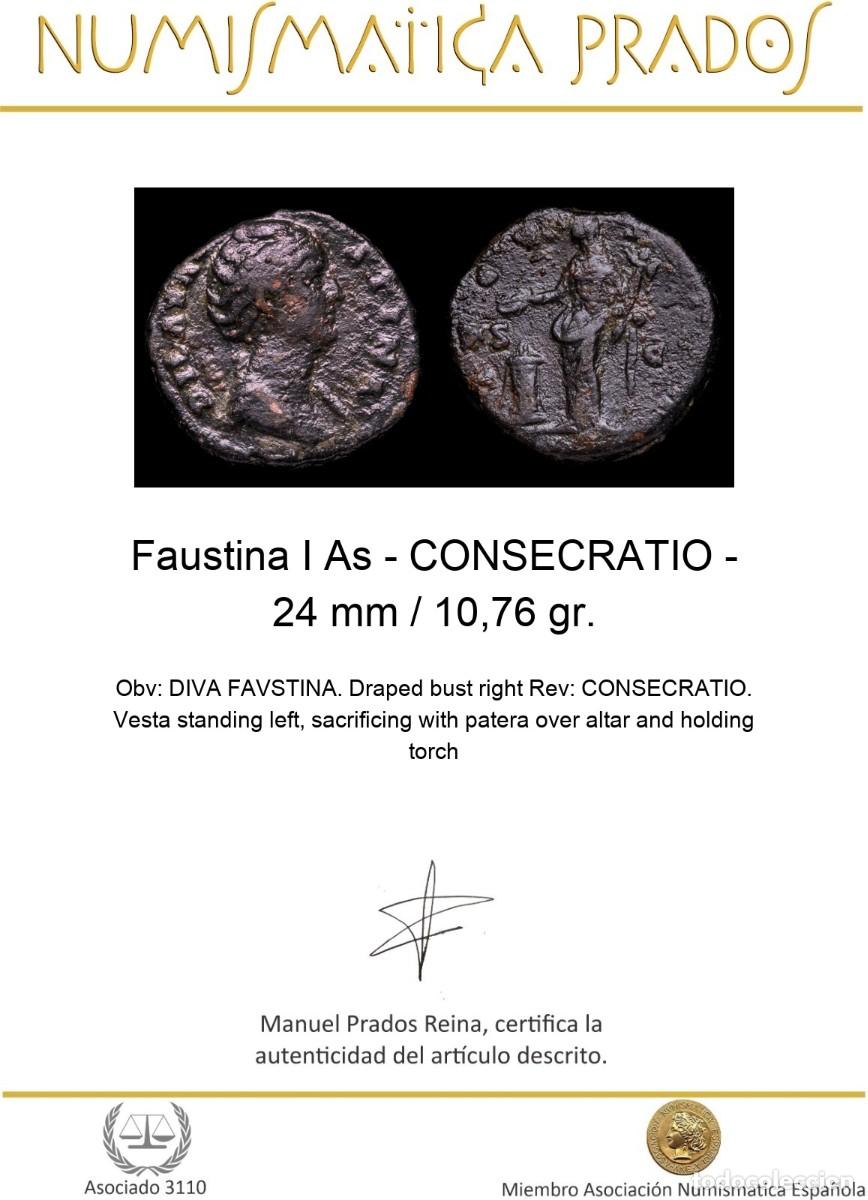 Monedas Imperio romano: Faustina I As - CONSECRATIO - 24 mm / 10,76 gr. - Foto 2