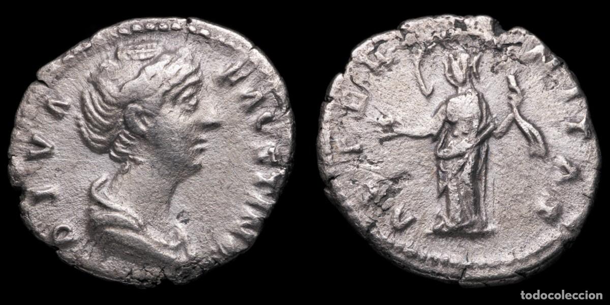 Monedas Imperio romano: Diva Faustina I Denarius - AETERNITAS - 18 mm / 3,08 gr.