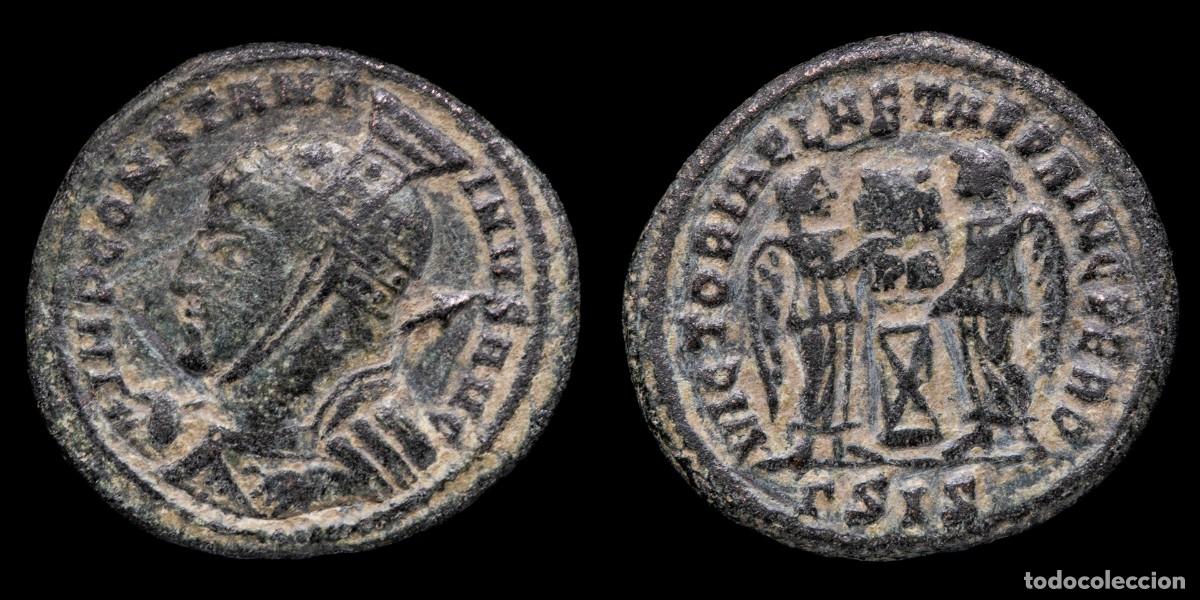 Monedas Imperio romano: Constantine I Follis - VICTORIAE LAETAE PRINC PERP, Siscia - 16 mm / 2,82 gr.