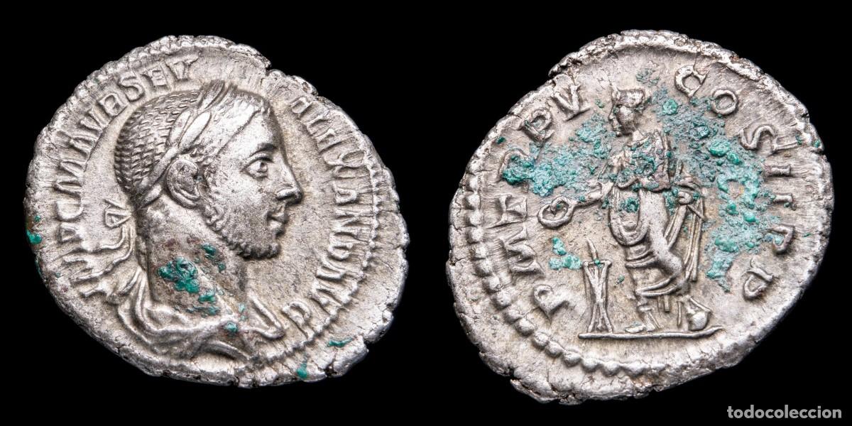 Monedas Imperio romano: Severus Alexander Denarius - P M TR P V COS II PP - 20 mm / 2,99 gr.