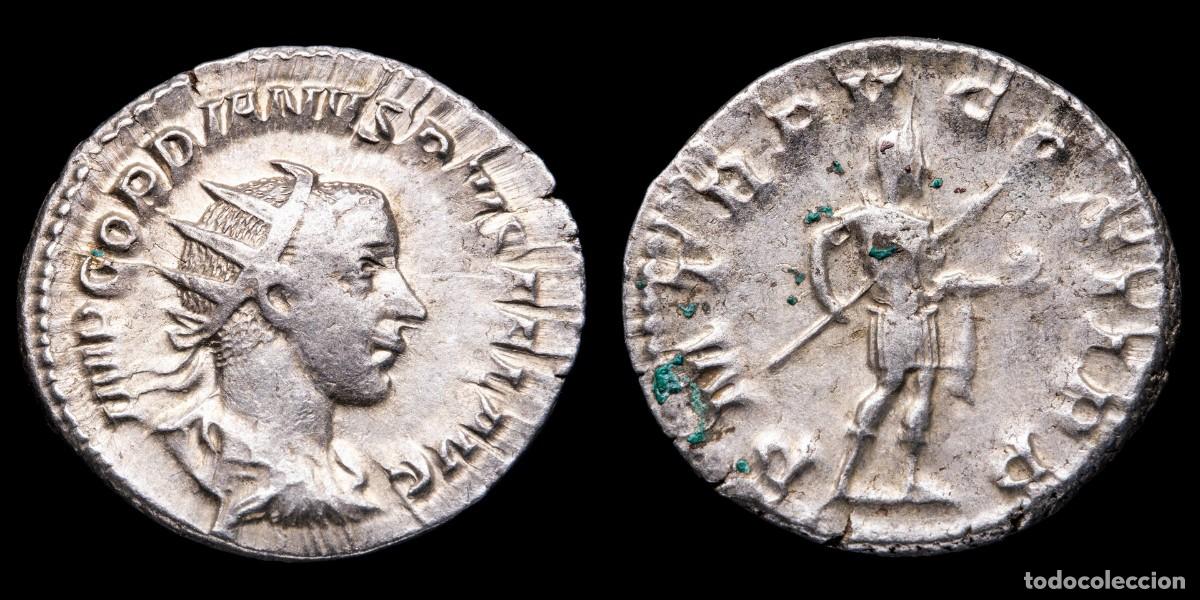 Monedas Imperio romano: Gordian III Antoninianus - P M TR P III COS II P P - 22 mm / 4,24 gr.