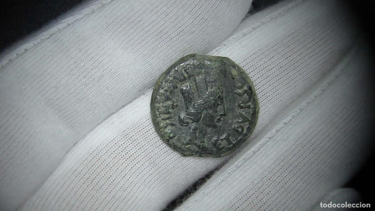 Monedas Imperio romano: Tiberio Semis Carteia (San Roque) Tim&oacute;n, Hispania MBC