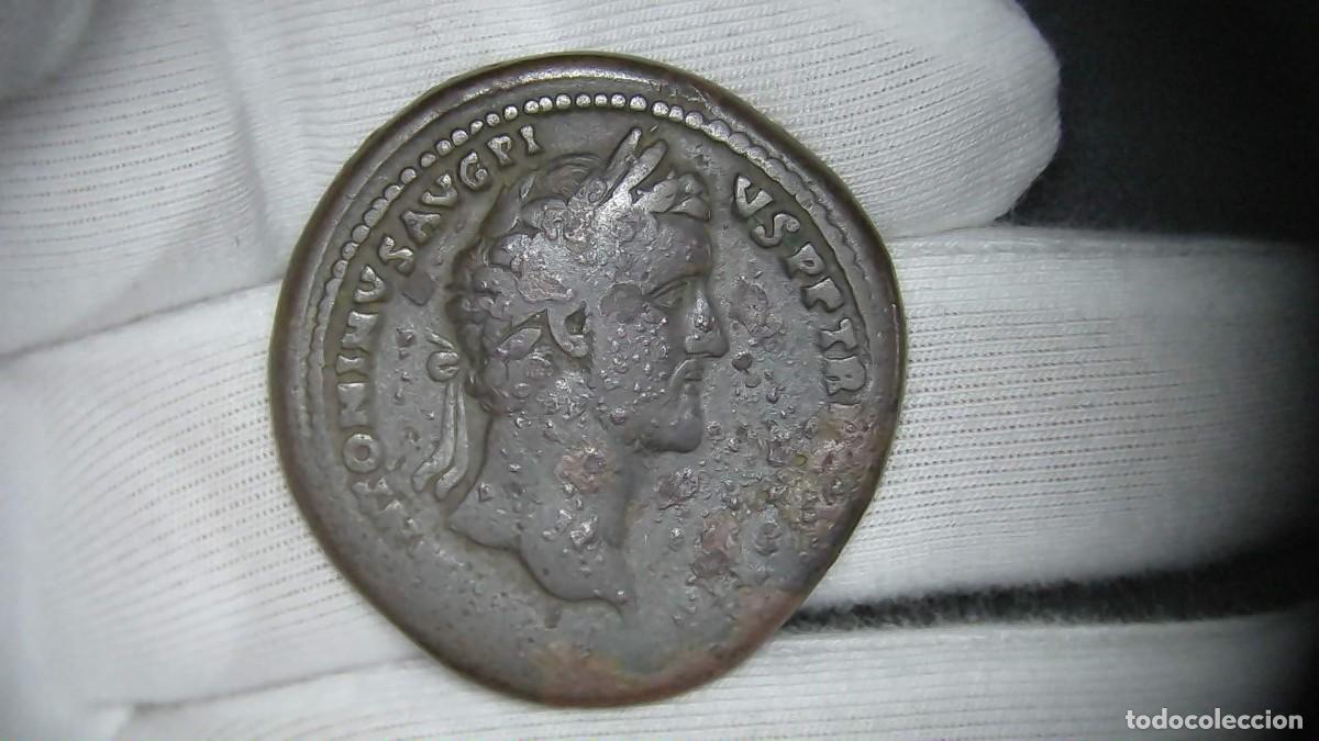 Monedas Imperio romano: Antonino Pio Sestercio, ''APOLLINI AVGVSTO'' MBC-/BC+