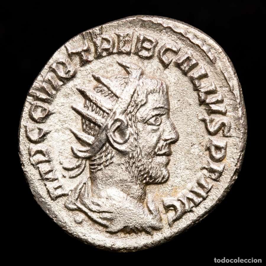 Monedas Imperio romano: Treboniano Galo 251-253 dC. Antoniniano Milan. IVNO MARTIALIS Juno