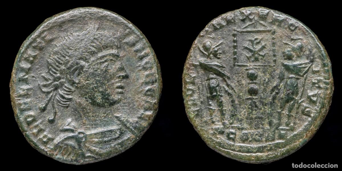 Monedas Imperio romano: Delmatius - GLORIA EXERCITVS, Arles - 16 mm / 1,97 gr.