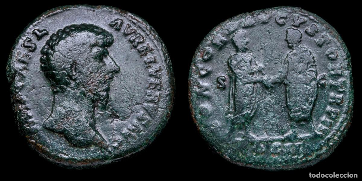 Monedas Imperio romano: Lucius Verus Sestertius - CONCORD AVGVSTOR TR P COS II - 32 mm / 23,97 gr.