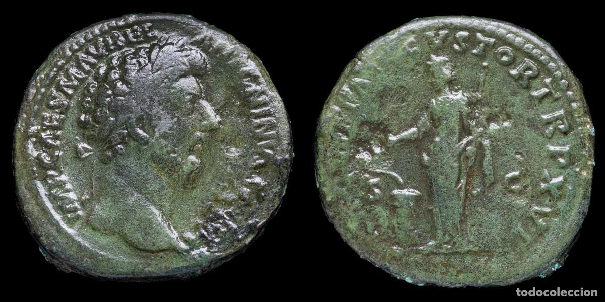 Monedas Imperio romano: Marcus Aurelius Sestertius - SALVTI AVGVSTOR TR P XVII COS III - 33 mm / 29,66 gr.