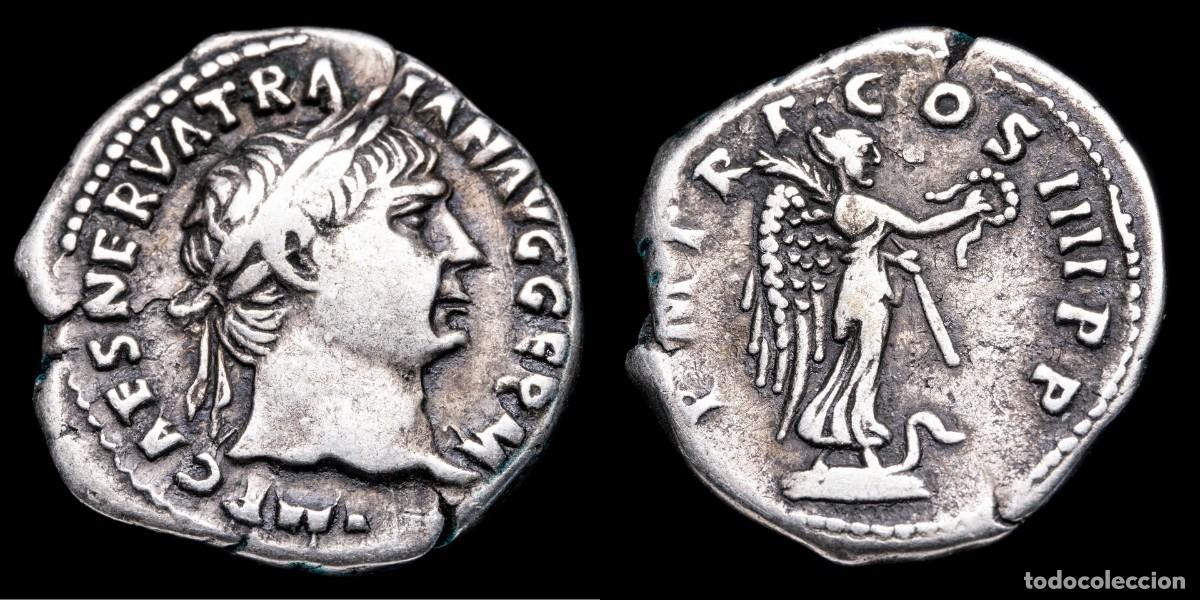 Monedas Imperio romano: Trajan Denarius - P M TR P COS IIII P P - 19 mm / 3,23 gr.