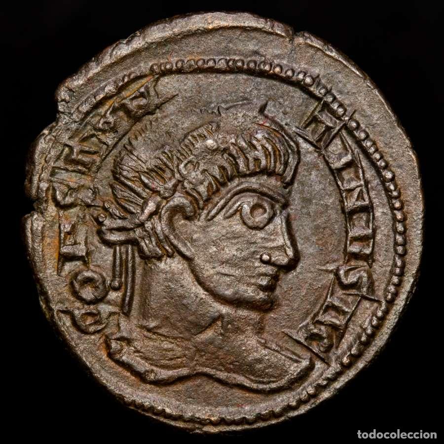 Monedas Imperio romano: Constantino I - Follis estilo barbaro. BEATA TRANQVILLITAS.