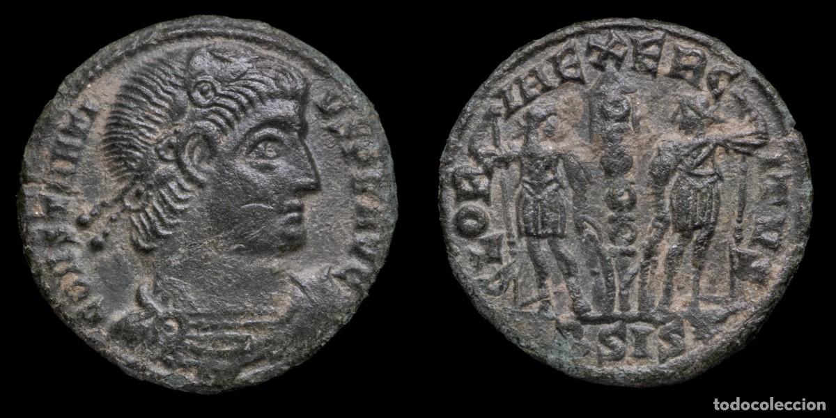 Monedas Imperio romano: Constantius II - GLORIA EXERCITVS, Siscia - 16 mm / 1,30 gr.