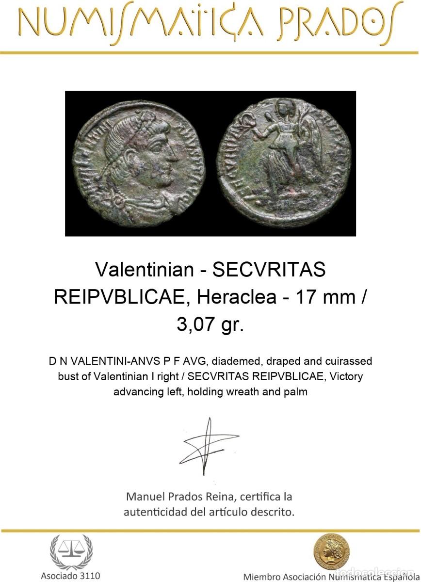 Monedas Imperio romano: Valentinian - SECVRITAS REIPVBLICAE, Heraclea - 17 mm / 3,07 gr. - Foto 2