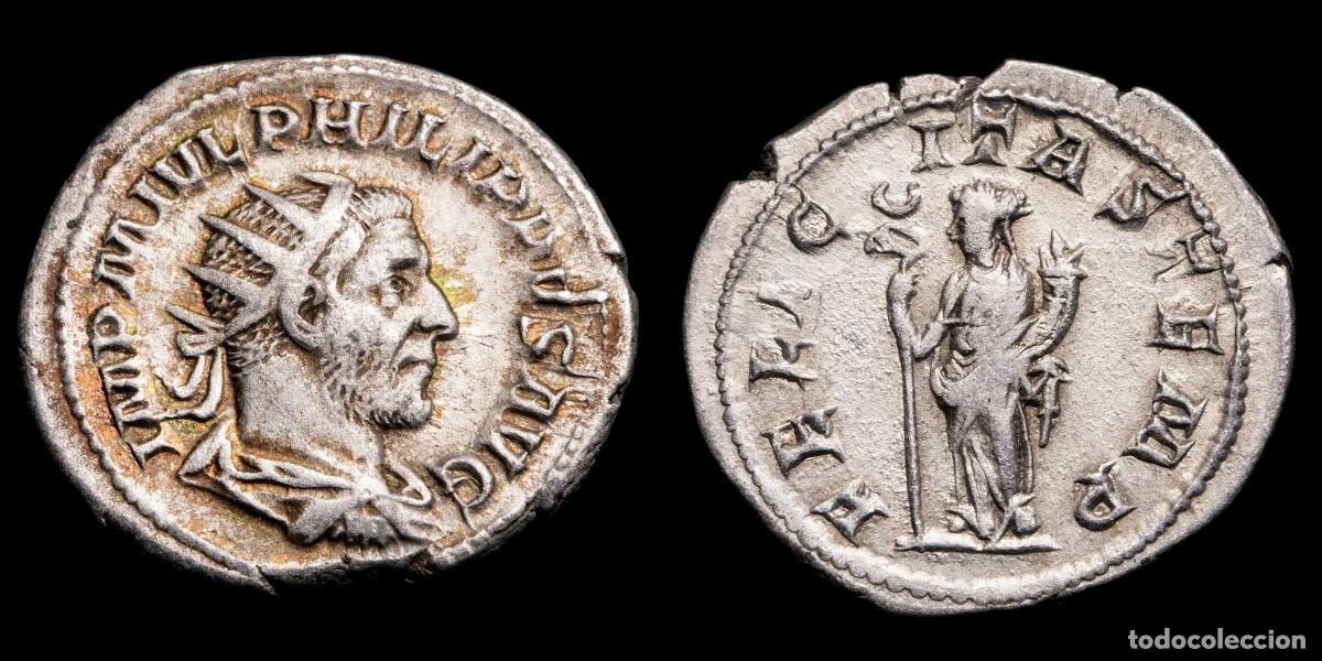 Monedas Imperio romano: Philip I Antoninianus - FELICITAS TEMP - 23 mm / 4,39 gr.