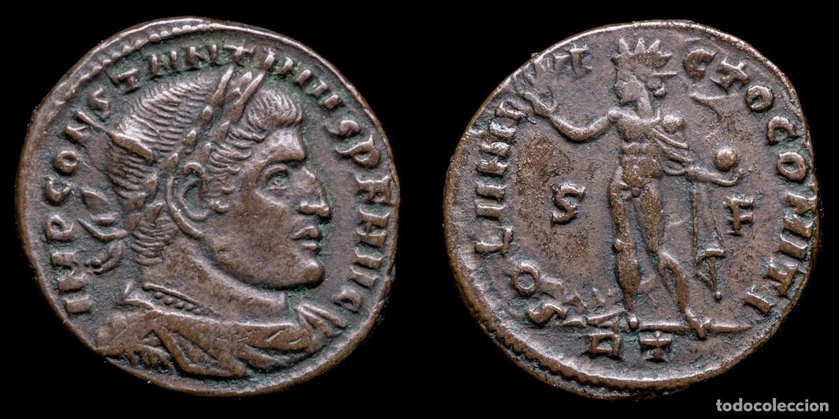 Monedas Imperio romano: Constantine I Follis - SOLI INVICTO COMITI, Rome - 19 mm / 3,52 gr.