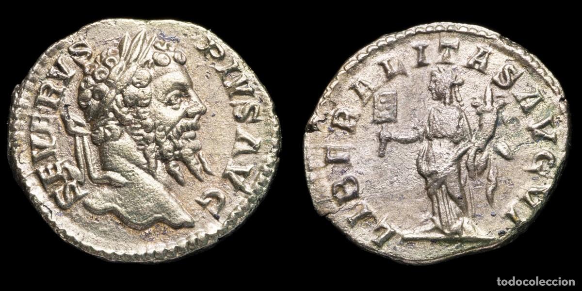 Monedas Imperio romano: Septimius Severus Denarius - LIBERALITAS AVG VI - 18 mm / 2,98 gr.