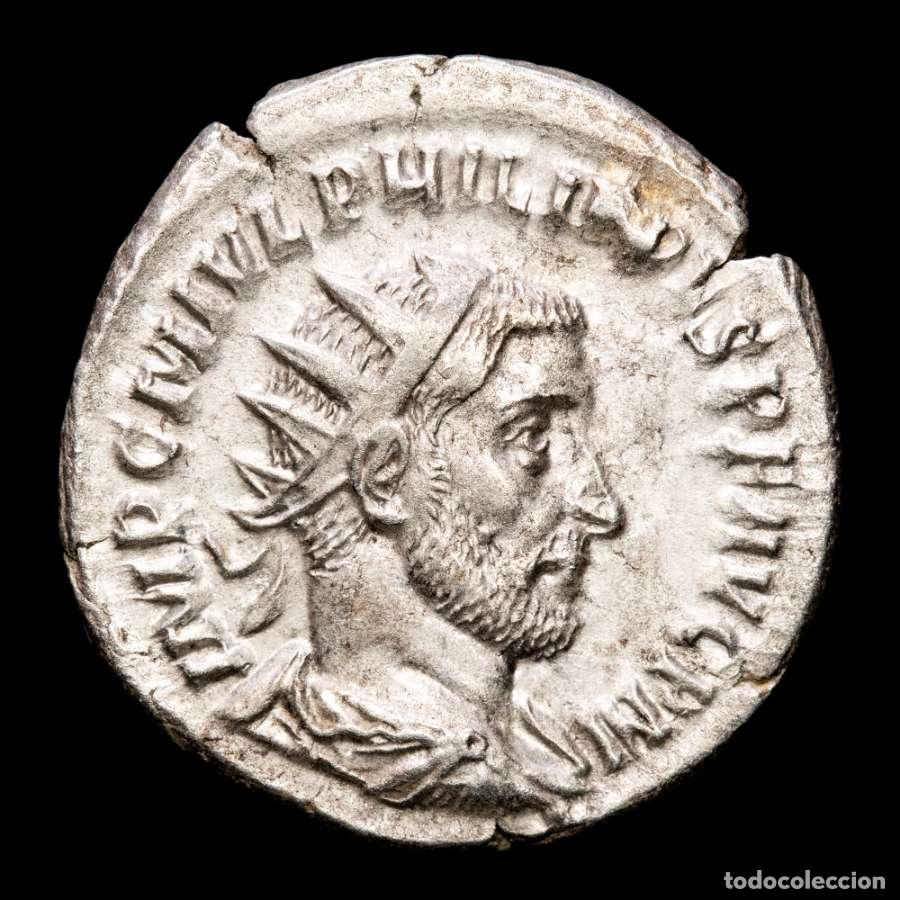 Monedas Imperio romano: Filipo I como Persicus Maximus (PM). Antoniniano. VIRTVS EXERCITVS