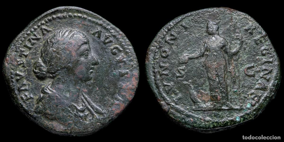 Monedas Imperio romano: Faustina II Sestertius - IVNONI REGINAE SC - 32 mm / 32,82 gr.