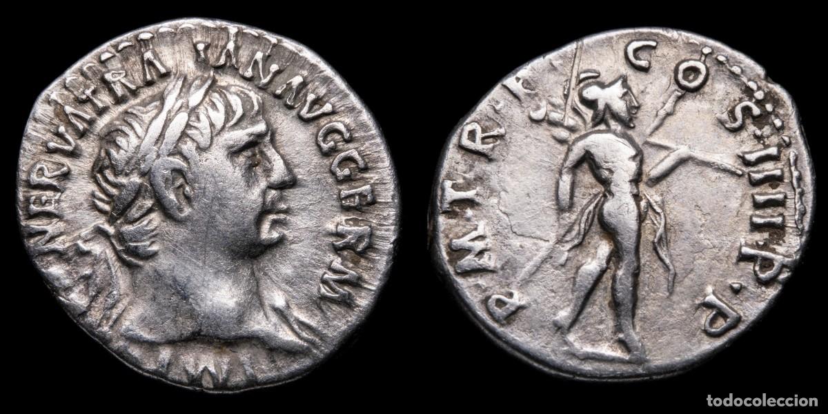 Monedas Imperio romano: Trajan Denarius - P M TR P COS IIII P P - 19 mm / 3,01 gr.