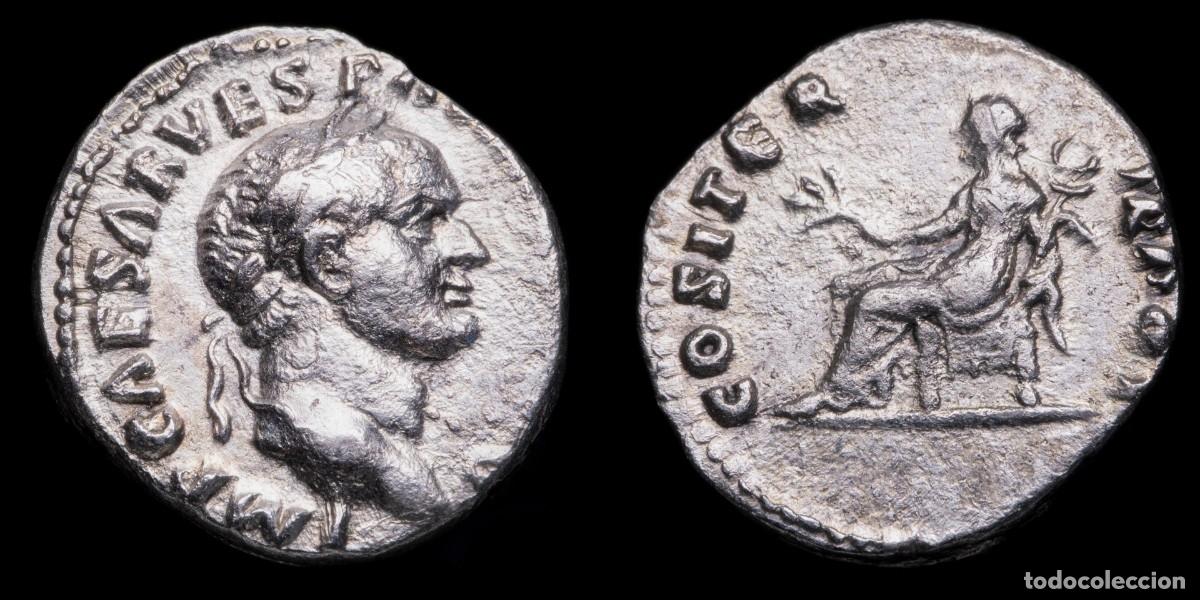 Monedas Imperio romano: Vespasian Denarius - COSITER TR POT - 17 mm / 3,12 gr.