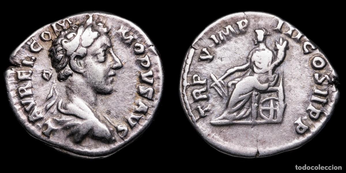 Monedas Imperio romano: Commodus Denarius - TR P V IMP III COS II P P - 18 mm / 3,09 gr.