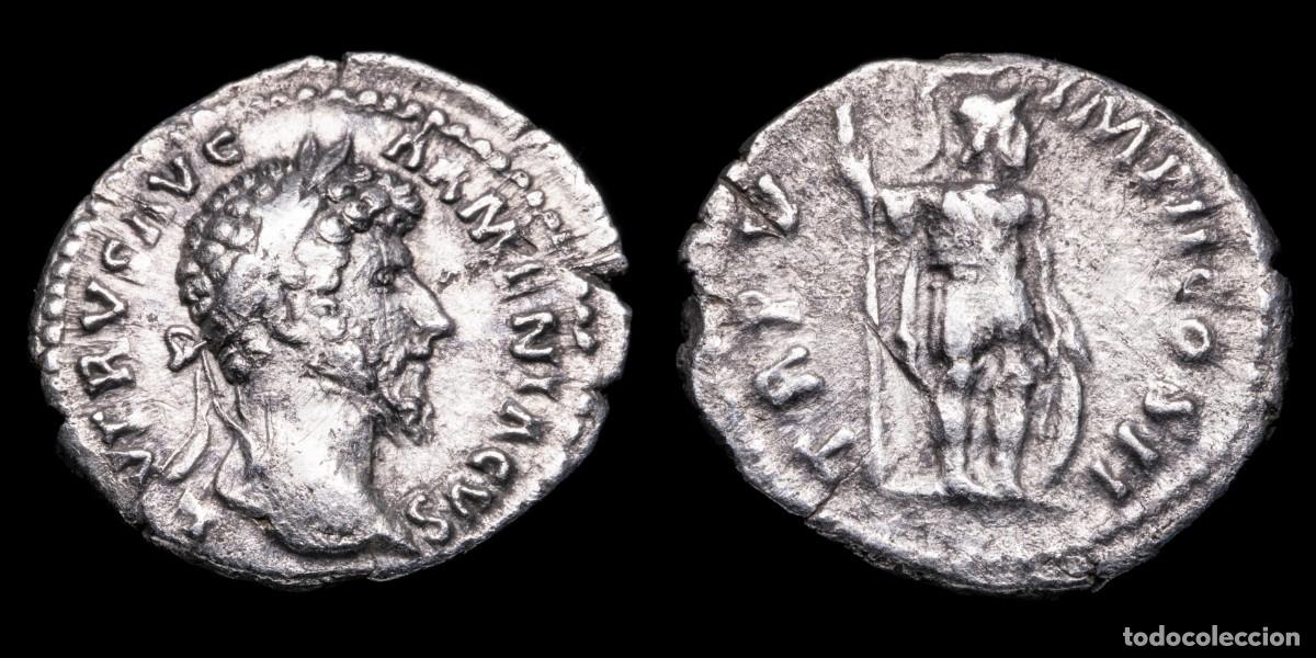 Monedas Imperio romano: Lucius Verus Denarius - TR P V IMP II COS II - 19 mm / 2,76 gr.