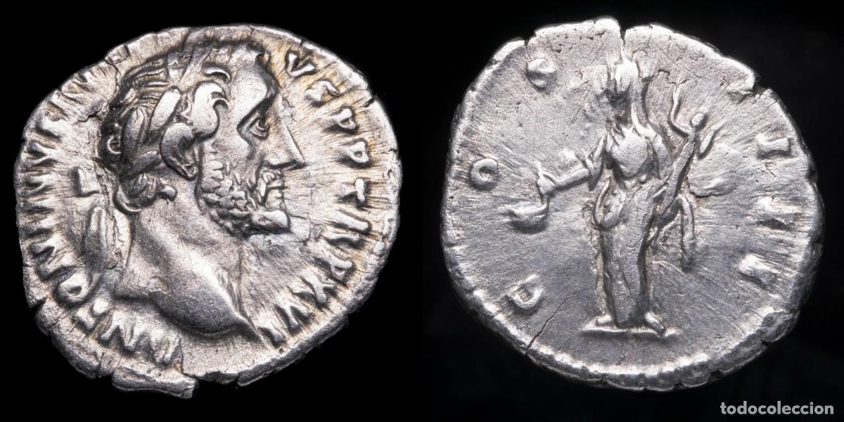 Monedas Imperio romano: Antoninus Pius Denarius - COS IIII - 19 mm / 2,98 gr.