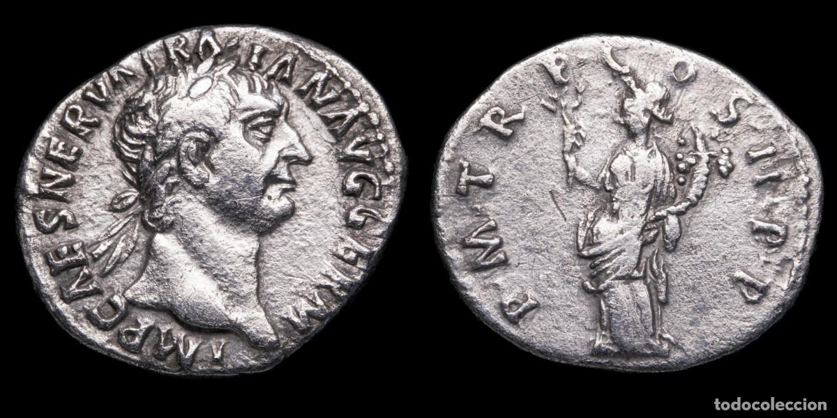 Monedas Imperio romano: Trajan Denarius - P M TR P COS III P P - 18 mm / 2,94 gr.