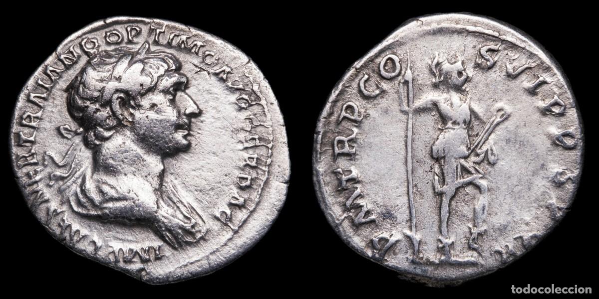 Monedas Imperio romano: Trajan Denarius - P M TR P COS VI P P S P Q R - 19 mm / 2,95 gr.