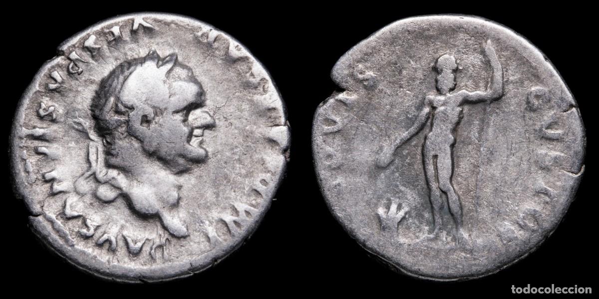 Monedas Imperio romano: Vespasian Denarius - IOVIS CVSTOS - 18 mm / 3,23 gr.
