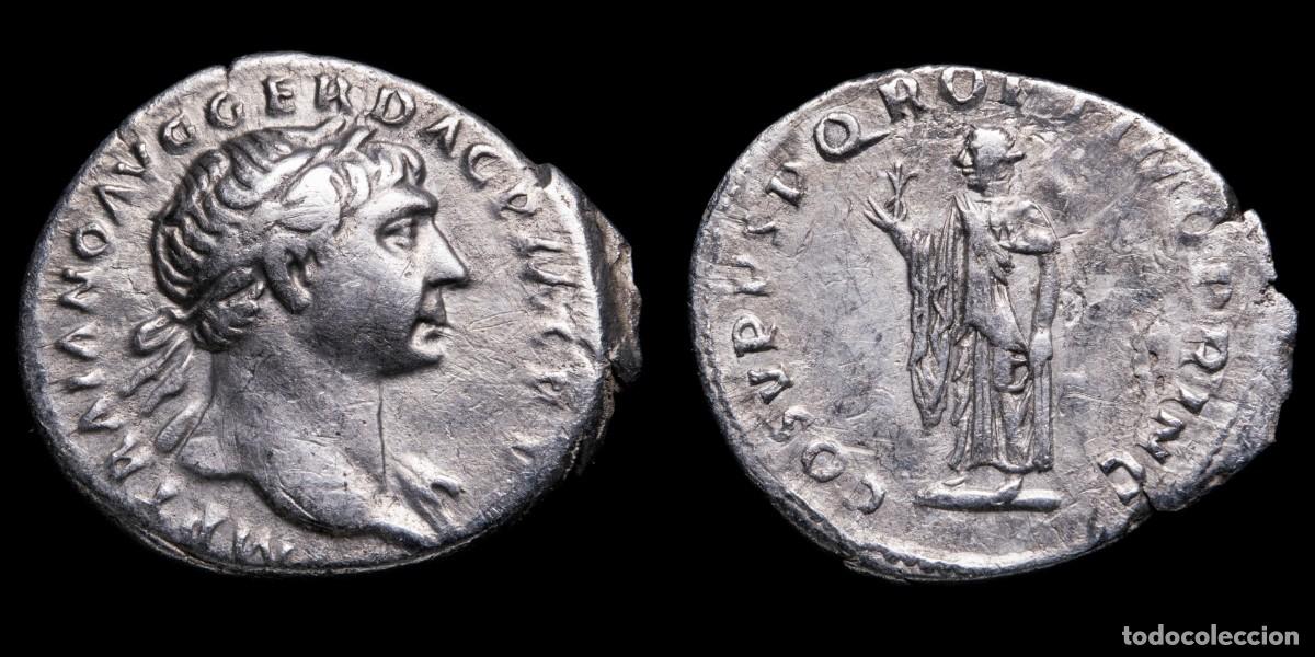Monedas Imperio romano: Trajan Denarius - COS V P P SPQR OPTIMO PRINC - 20 mm / 2,80 gr.