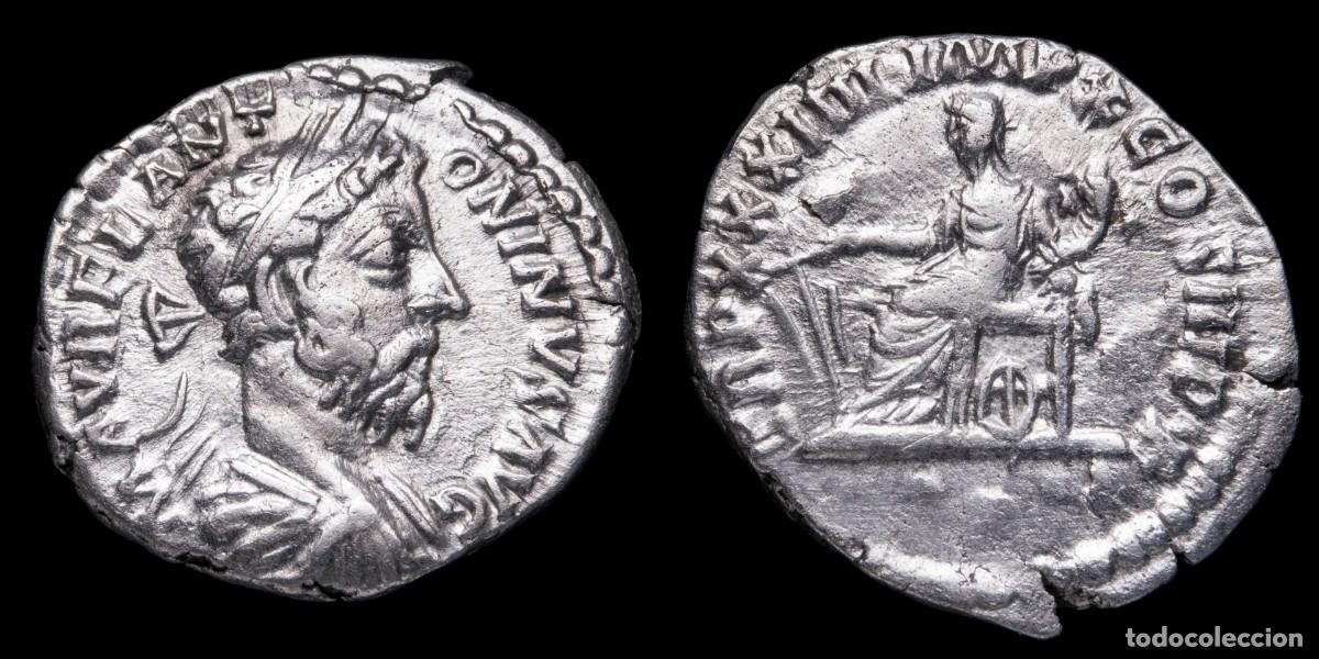 Monete Impero Romano: Marcus Aurelius Denarius - TR P XXXIIII IMP X COS III P P - 19 mm / 2,64 gr.