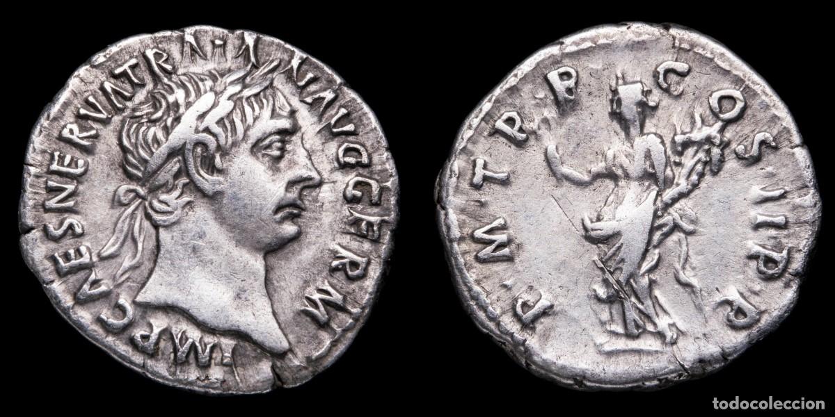 Monedas Imperio romano: Trajan Denarius - PM TRP COS II PP - 19 mm / 3,43 gr.